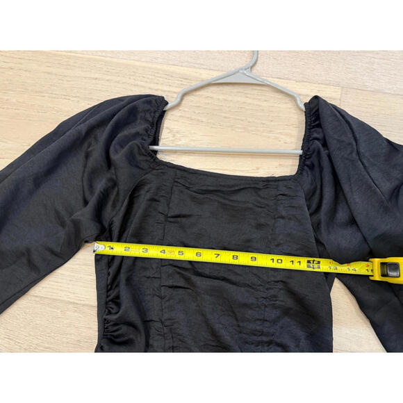 Fiestar Black Puff Sleeve Mini Dress Women’s Size S – Square Neck - Picture 3 of 7